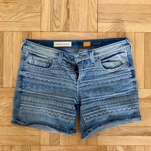 Anthropologie Pilcro Embroidered Denim Shorts
